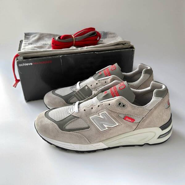 USA製 40周年記念限定 New Balance M990VS2 US9.5 27.5cm GRAY 新品 アメリカ米国製 NB M990v2 グレー×レッド スニーカー Made In USA