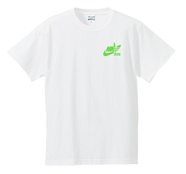 ナイダス XXXLサイズ ワンポイントTシャツ ホワイト×蛍光グリーン