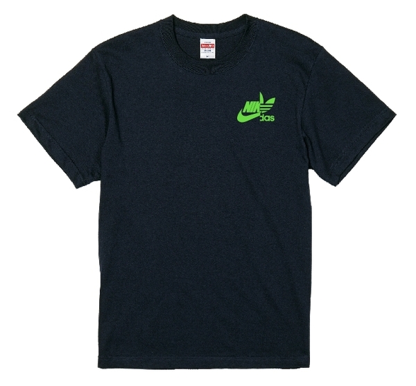 ナイダス XXXLサイズ ワンポイントTシャツ ブラック×蛍光グリーン