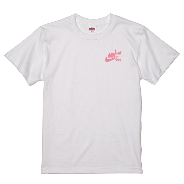 ナイダス Lサイズ ワンポイントロゴ Tシャツ ホワイト×ライトピンク