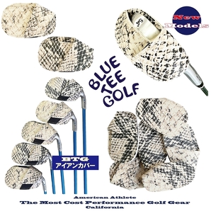 ■4-3【4個:スネイク調】ブルーティーゴルフ【New Models】アイアン&ウエッジ用ヘットカバー IC003 BLUE TEE GOLF 送料無料
