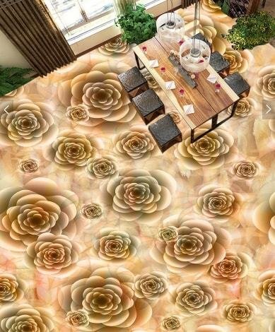 C515 巨大 3D フロアマット 1m*2m* フラワー 絨毯 モチーフ 花 リフォーム 防音 断熱 滑り止めシート 床 壁 天井 はがせるシール