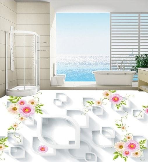 C535 巨大 3D フロアマット 1m*2m* フラワー 絨毯 モチーフ 花 リフォーム 防音 断熱 滑り止めシート 床 壁 天井 はがせるシール