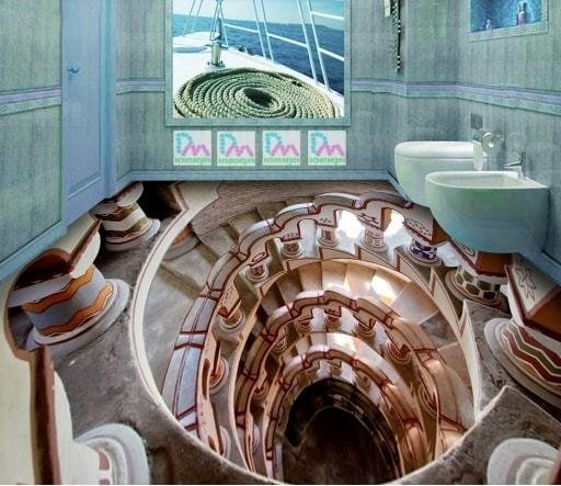 C387 巨大 3D フロアマット 1m*1m* 螺旋階段 落とし穴 トリックアート 吊り橋 防音 断熱 滑り止めシート 床 壁 天井 シール