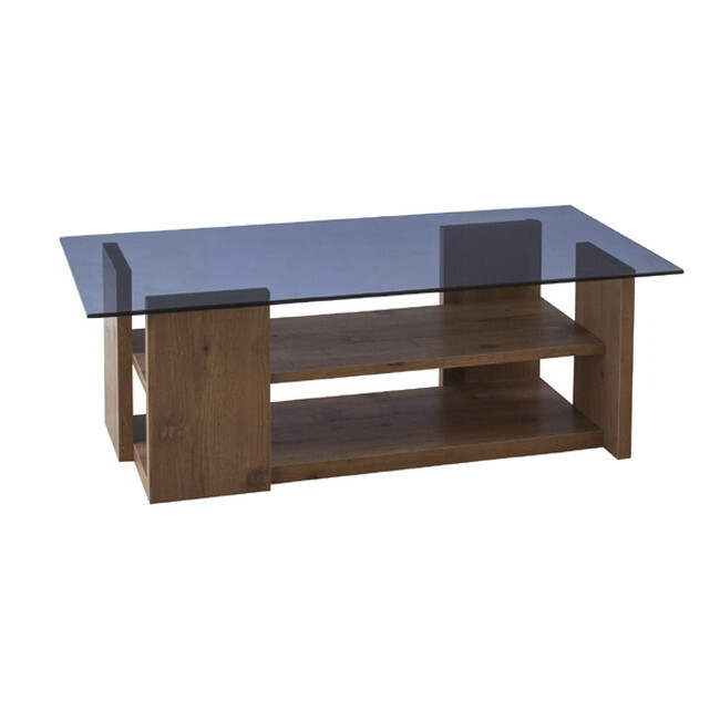 テーブル 【ナチュラル】 強化プリント紙化粧合板 8mmグレー強化ガラス