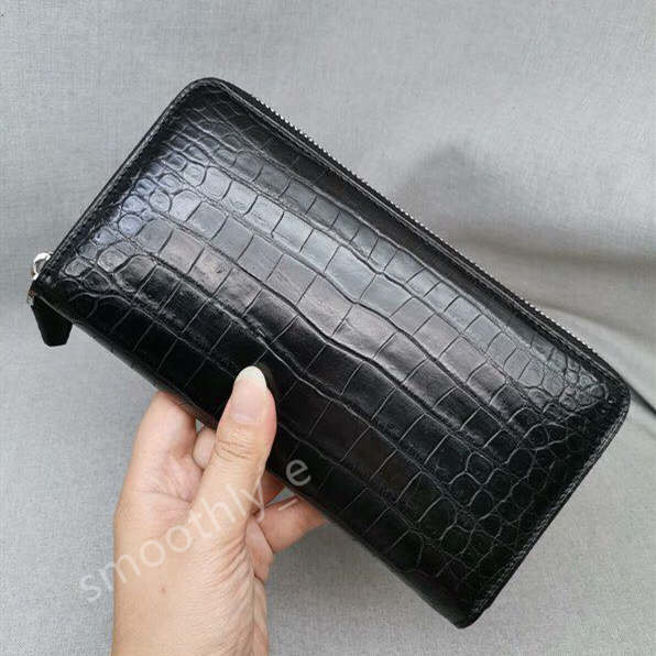 貴重品 紳士財布 高級レザー 長財布 1点物 本物鰐革 大容量財布 メンズ財布 腹革の1枚革 クロコダイルレザー セカンドバッグ