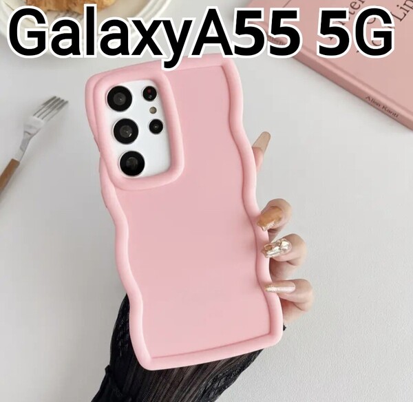 GalaxyA55 ケース ピンク ウェーブフレーム なみなみ 可愛い Galaxy A55