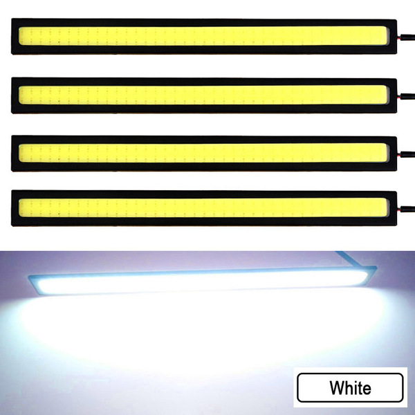 ★ LED デイライト バーライト COB 全面発光 / 17㎝ 12V 両面テープ付き 防水 (ホワイト)【4個セット】★