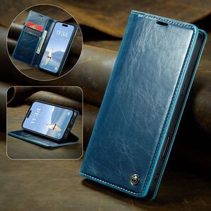 iPhone 16 plus レザーケース アイフォン16 プラス ケース iPhone16 plus カバー カード収納 手帳型 ブルー