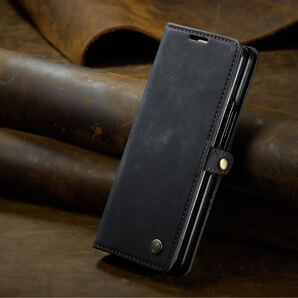 Galaxy Z Fold4 レザーケース SC-55C SCG16 フルカバー ギャラクシーzフォールド4ケース 手帳型 カード収納 ワイヤレス充電対応 ブラック