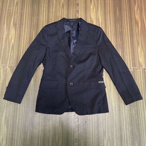 3-7新品 BLUE CROSS キッズフォーマルテーラードジャケット セレモニーストライプブレザー M 150 22,800円+税 卒業式入学式結婚式