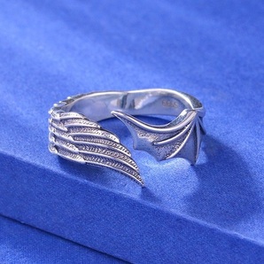 ウイング デザイン リング ◆ 指輪 メンズ シルバー925 19号 フリーサイズ 新品 未使用 オープンリング シンプル カジュアル 【PN3-301】