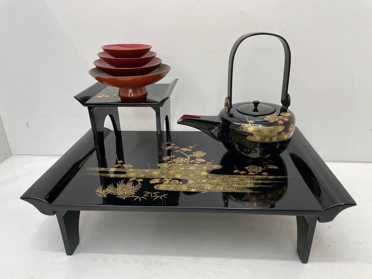 Amazon.co.jp: 4482輪島塗屠蘇器松竹梅鶴亀沈金蒔絵朱塗三ツ盃