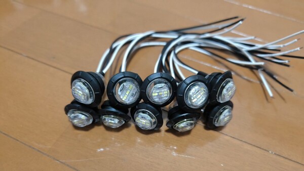 ホワイト サイドマーカー 10個セット 3 LED12〜30v 防水 防塵 ip67 埋込式 ユーロ ボルスカ日野フソウud いすゞボタンマーカー