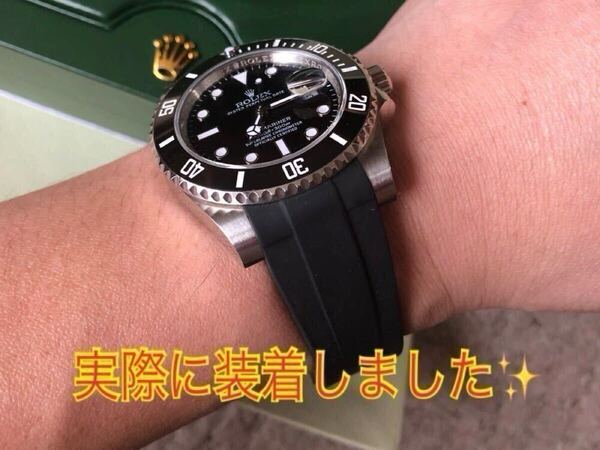 新品!ブラック!ロレックス等に!20mm用ラバーベルト!ラバーバンド!No. ラバーB xBN(尾錠無)!!