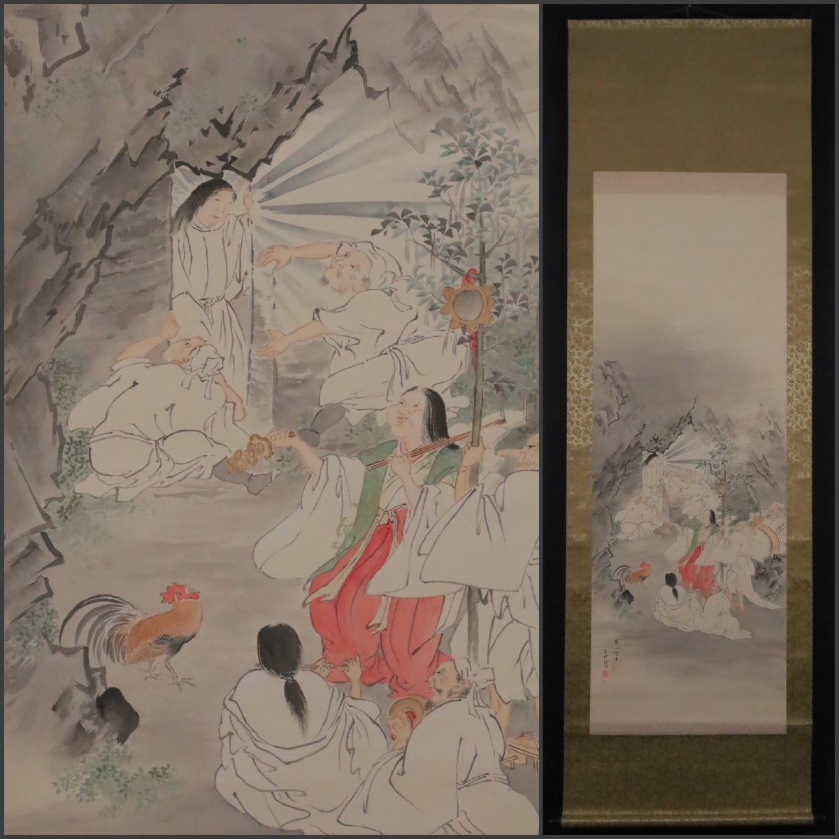 掛軸 【木版画】【 法然上人 】掛け軸 ジャンク 浮世絵 骨董品