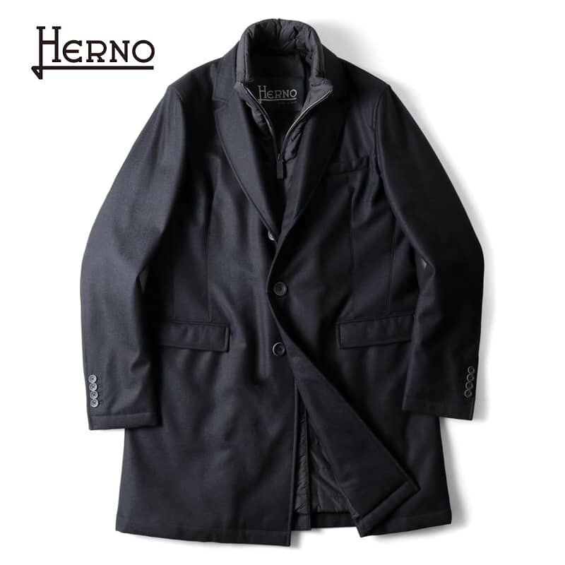 OLD HERNO ヘルノ カシミヤ ウール コート イタリア製 ヴィンテージ イタリア製HERNO レザーアクセントウールカシミヤコート | 5Vintage
