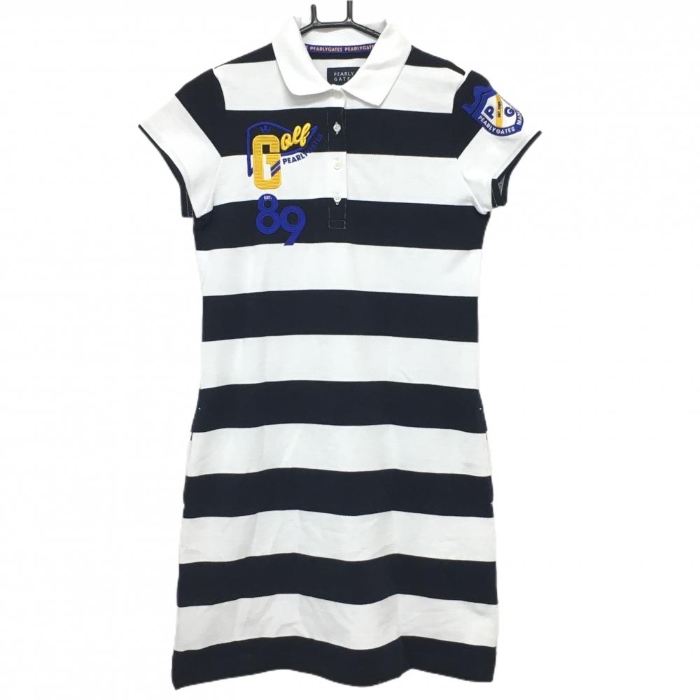 PEARLY GATES ポロワンピース ネイビー/ホワイト サイズ1 切替