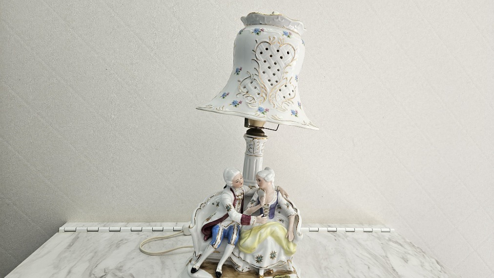 加藤工芸 陶器人形 テーブルライト 陶磁器ランプ 瀬戸マイセン