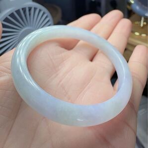 R2-0456天然本翡翠《本物保証》 赤ちゃん翡翠バングル45.6mm 一点物 希少 縁起物 お守り パワーストーン 美品 モチ肌