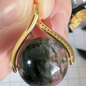 R2M-048天然水晶 一品一図 一点物 ガデンクォーツ 健康 長寿 綺麗~ パワーストーン ペンダント14.5mm チェーンS925/約45cm