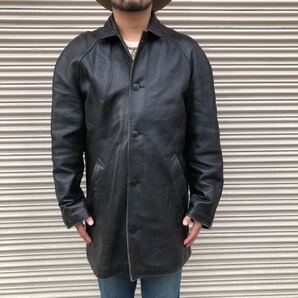 60s France Vintage レザー コート ブラック フレンチ アーミー ヴィンテージ ジャケット ユーロ 本革 シングル フランス軍 コルビジェ