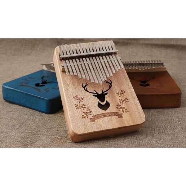 青カリンバ 17キー ゆびピアノ楽器 操作簡単 ピアノ Kalimba 17keys アフリカ楽器 アカシア木製 ナチュラル C調 音調調節可能 チューナー