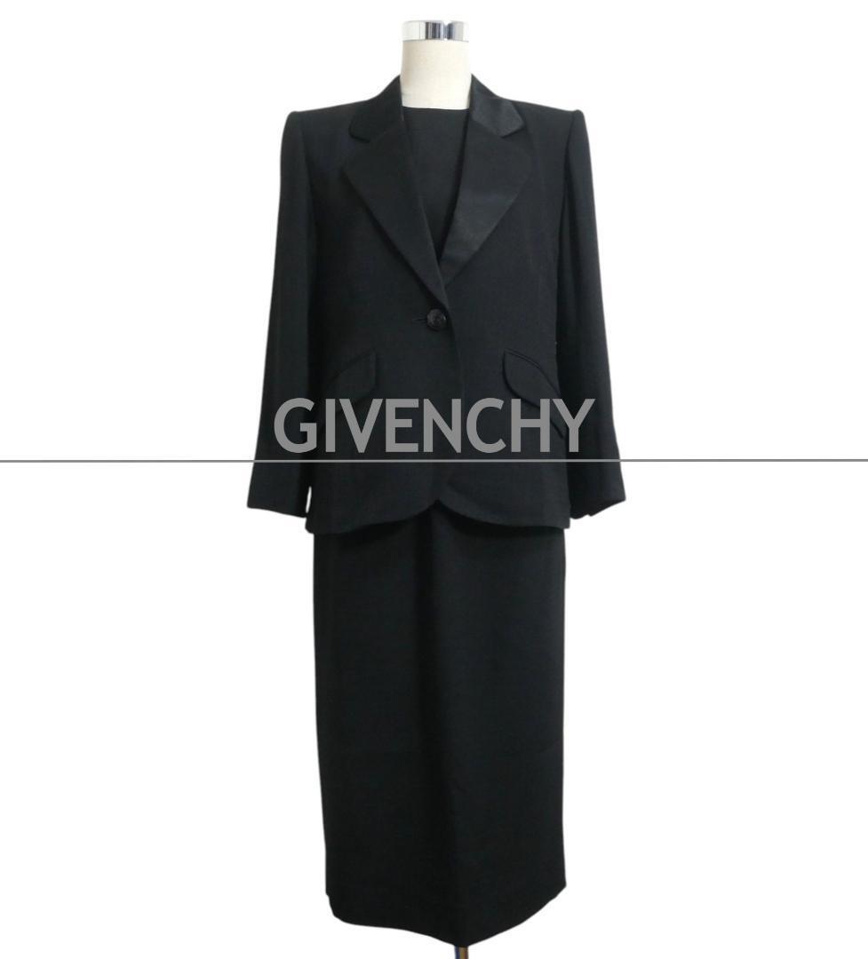 美品 GIVENCHY HI FORMAL ジバンシィ サイズ12 千鳥格子 総柄 セットアップ スーツ 3P 1B テーラードジャケット カットソー スカート 黒