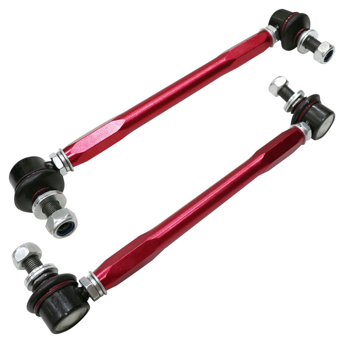 M12 250mm~380mm汎用タイプ レッド/赤 調整式 スタビライザーリンク 左右セット