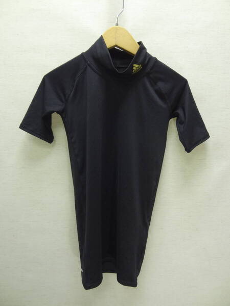 アディダス adidas 子供服 キッズ 男の子 テックフィットTECHFIT コンプレッション サッカー等 スポーツ 半袖 黒色 ハイネック Tシャツ 130