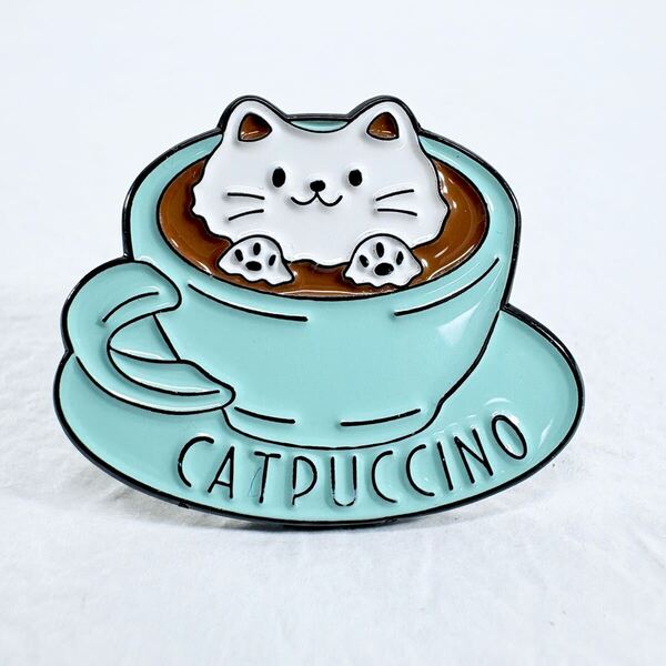 【ピンバッジ】猫 ねこ CATPUCCINO にゃんこ