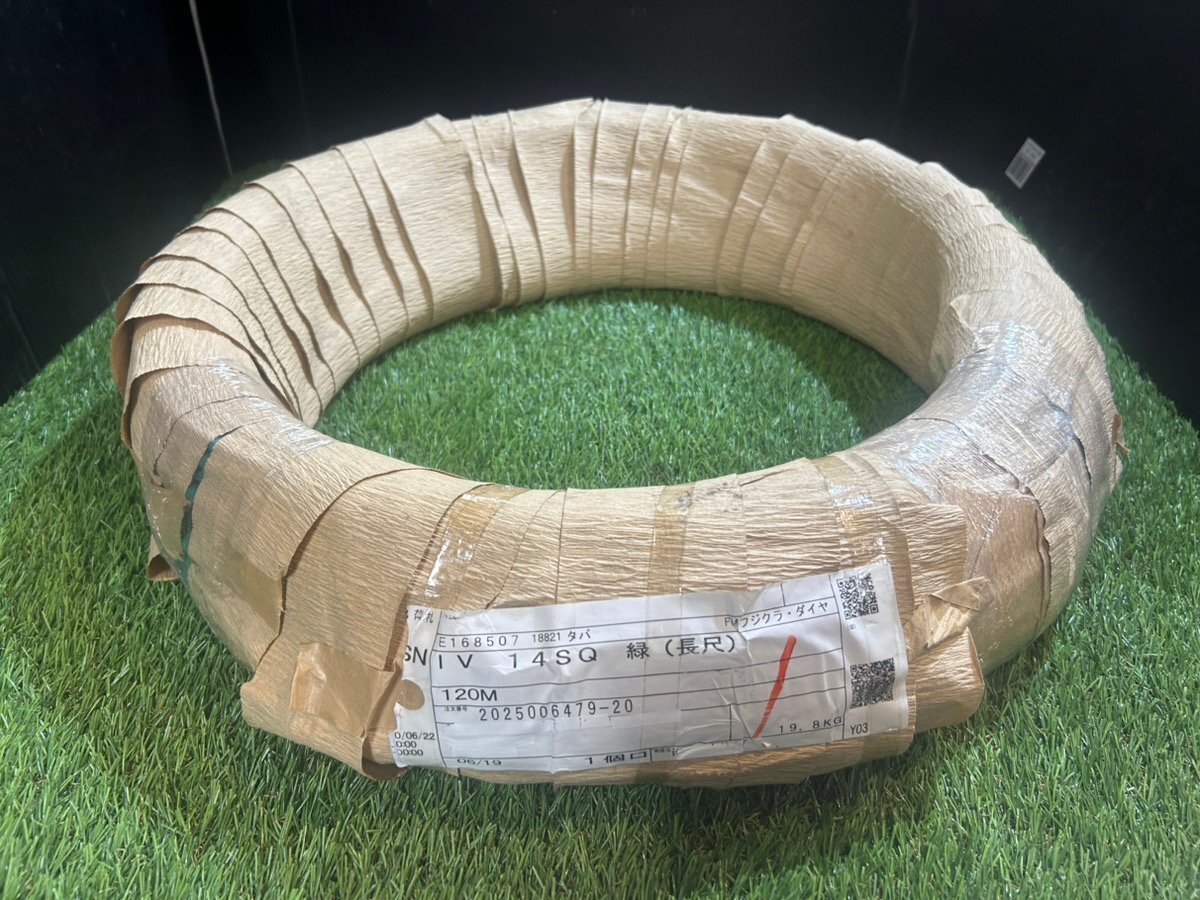 ◆送料無料◆未使用◆ FDC フジクラダイヤケーブル IVケーブル 緑 14SQ 120M巻 19.8kg 【アクトツール太宰府店】★店頭同時販売★