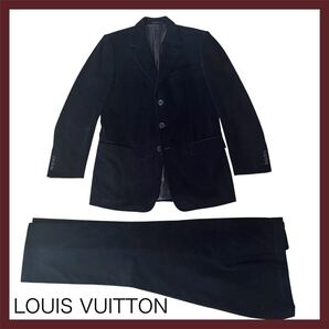 ルイヴィトンLOUIS VUITTON ブラック コーデュロイ シングルボタンスーツ サイズ50【XL】
