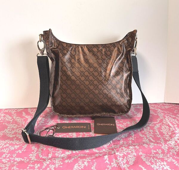 最終価格★GHERARDINI ゲラルディーニ★ソフティ・ショルダー・バッグ・ゴールドブラウン×ネイビー★美品