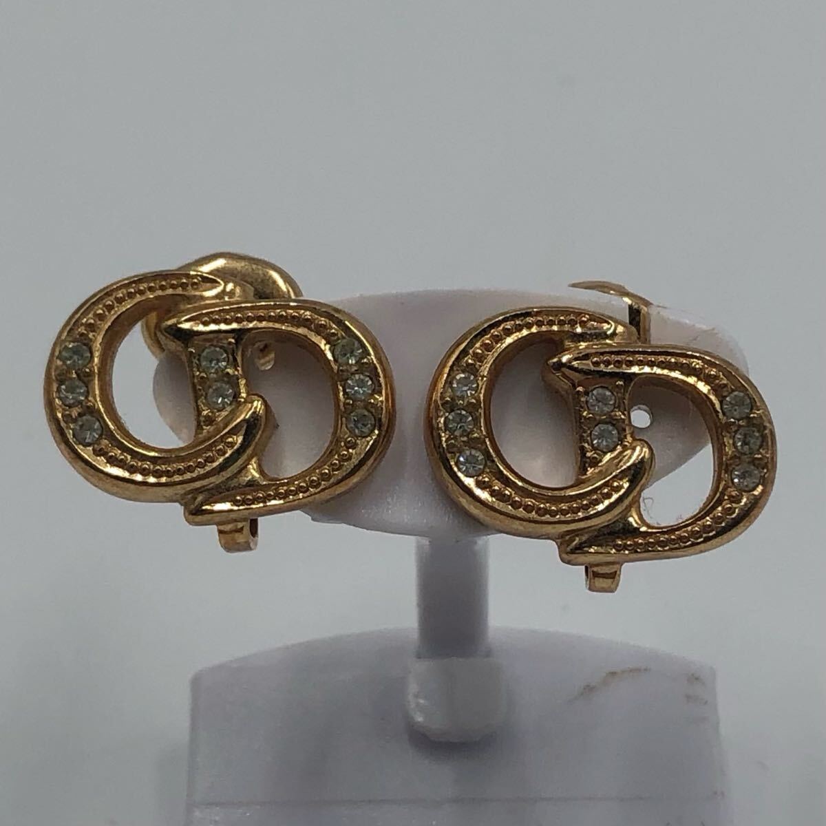 Christian Dior イヤリング ゴールド CDロゴ ラインストーン ファッション アクセサリー P451
