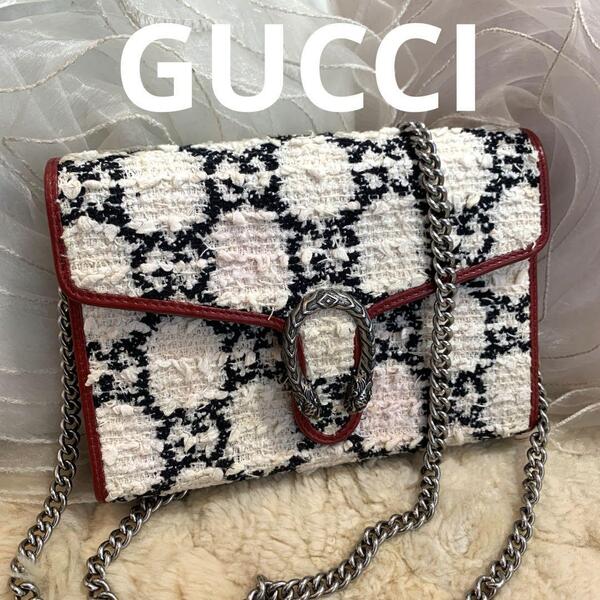 ☆美品☆GUCCI デュオニソス ツィード チェーン ショルダーウォレット