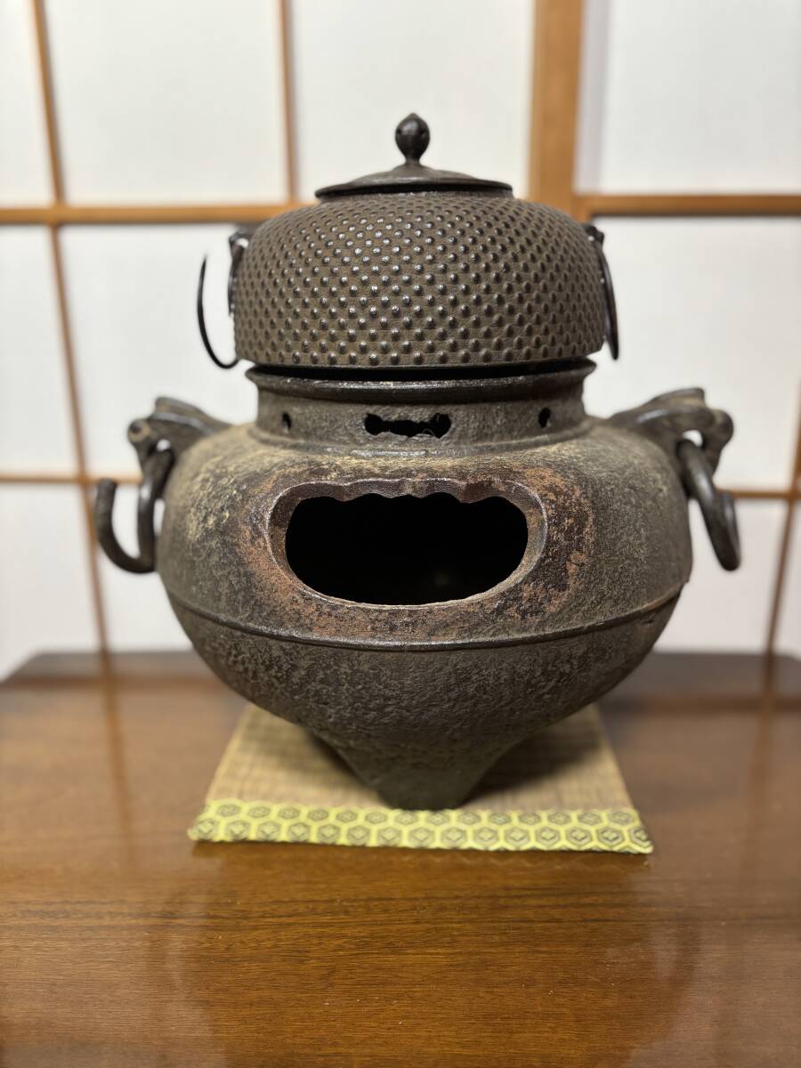 S292 茶釜 『百侘釜』『銅蓋』 木箱 茶道具 運ぶ S292 茶釜 『百侘釜』『銅蓋』 木箱 茶道具 運ぶ