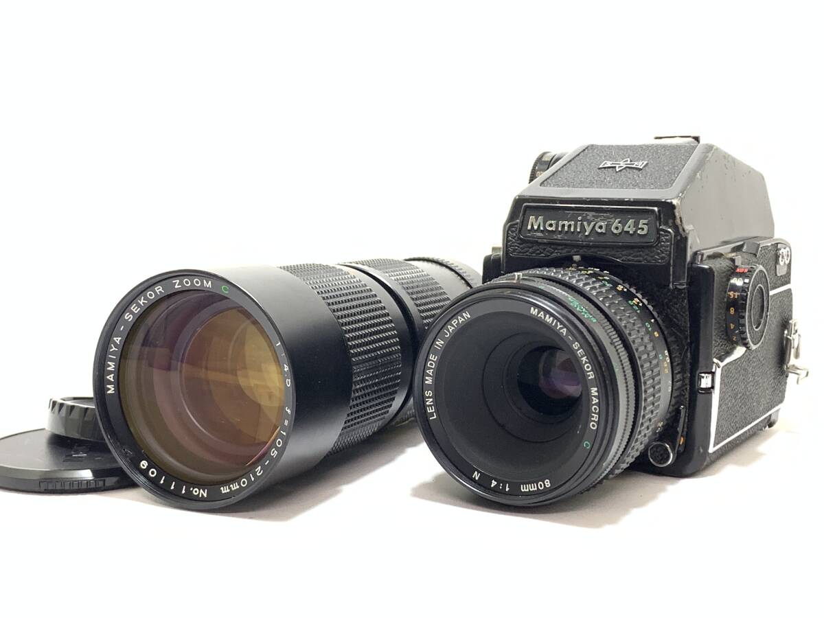 ★ジャンク★MAMIYA マミヤ M645 1000S / SEKOR MACRO C 80mm F4 N / SEKOR ZOOM C 105-210mm F4.5 【動作未確認】@4293