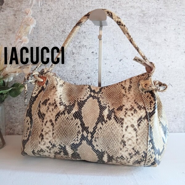 美品 イアクッチ ヴィンテージ パイソン レザー ショルダーバッグ ハンドバッグ