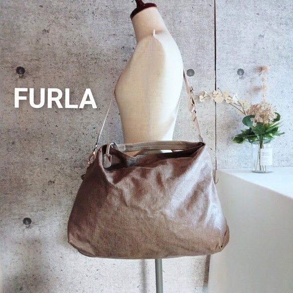 美品 フルラ 2way ショルダーバッグ 軽量 ボストン 鞄 レディース メンズ