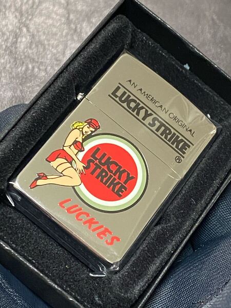 zippo ラッキーストライク シルバー 限定品 希少モデル ヴィンテージ 1995年製 セクシーガール LUCKY STRIKE LUCKIES ケース 保証書付き