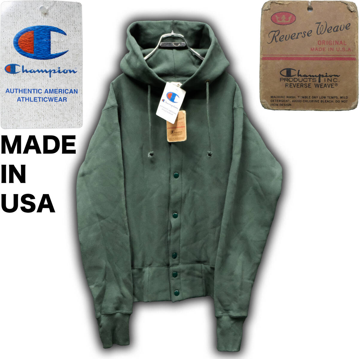 champion リバースウィーブ スナップフーディー USA製 復刻 Yahoo!オークション -「champion リバースウィーブ スナップ