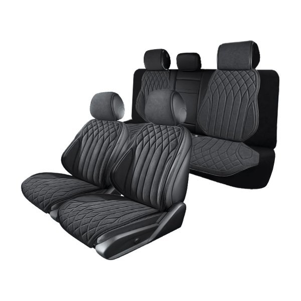 送料無料 スバル アウトバック BS 汎用 スエード エプロンタイプ シートカバー ブラック 運転席 助手席 2列目 被せるタイプ
