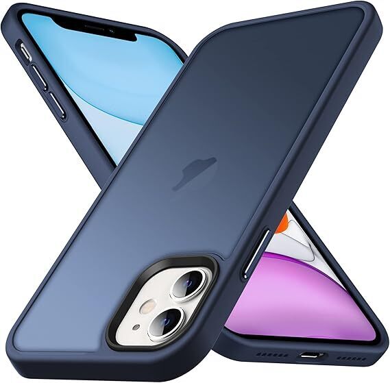 Anqrp iPhone11 用 ケース 半透明 耐衝撃 滑り止め 米軍MIL規格 マット感ケース ストラップホール付 スマホケース 6.1インチ マットブルー