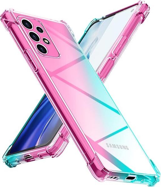 Galaxy A53 5G ケース 耐衝撃 SC-53C SCG15 ケース クリア グラデーション色 TPU シリコン 軽量 柔軟性 スマホケース ピンク/緑