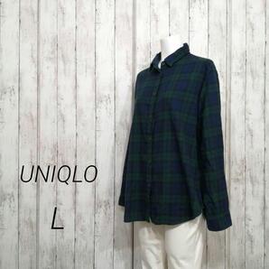 UNIQLO ユニクロ レディース フランネルチェック シャツ 長袖 L 06
