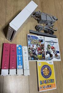 ★wii本体一式★wiiリモコンプラス4個★マリオカートwii★リモコン★大乱闘スマッシュブラザーズX等3本付★動作確認済★即決★