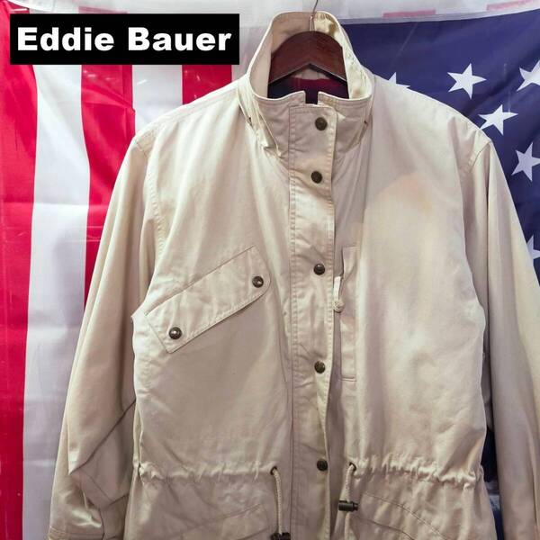 Eddie Bauer エディーバウアー マウンテン パーカー S 黒タグ ブランケットライナー チェック ベージュ 白 10618