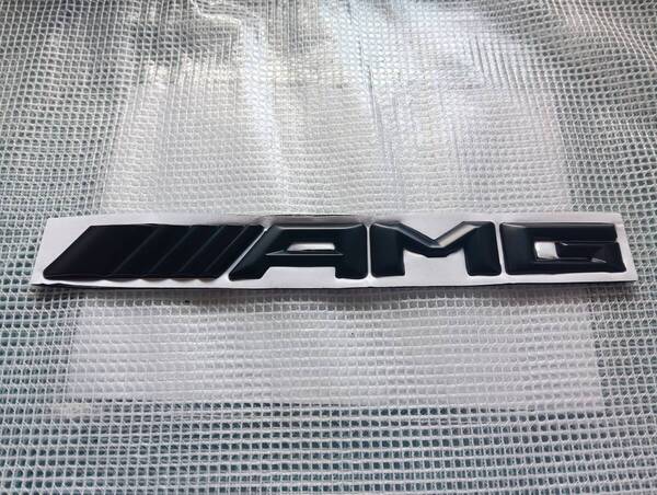 【ゆうパケット送料込】2014 Mercedes-AMG(メルセデスAMG) 3Dエンブレム(両面テープ付) マットブラック 縦1.8cm×横18cm 金属製