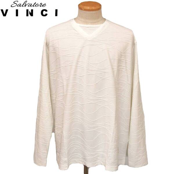 ★VINCI★SALE 長袖Tシャツ【白3L】春夏モデル 411501291 サルバトーレビンチ